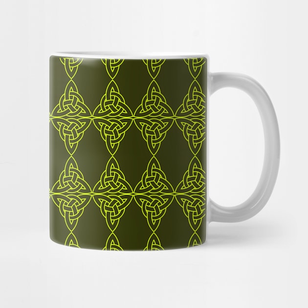 Geometric green knots repetion pattern set collage with dark green at background by Drumsartco